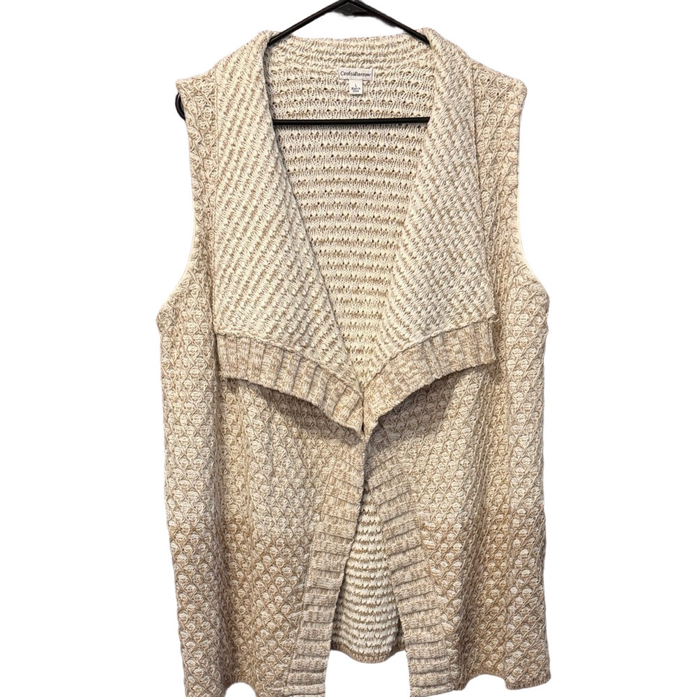 Croft & Barrow Women's Sleeveless Woven Knit Cardigan Vest